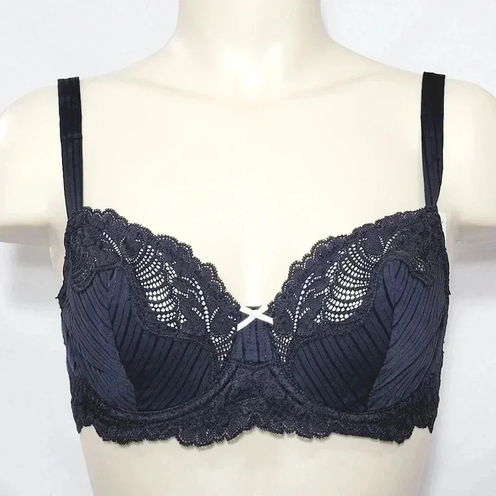 36DD Paramour 115353 Stripe Delight UW Bra Black NWT‎